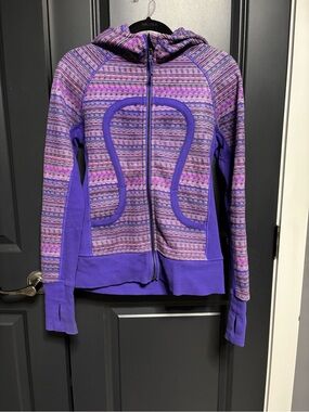 lululemon athletica Purple Patterned Hooded Zip-Up Jacket